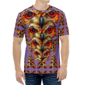 Owl Eyes See Skull  Totem on Purple  AOP T-shirt - SkySkull Art