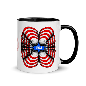 Skull World USA Flag Mug with Color 11oz - SkySkull Art