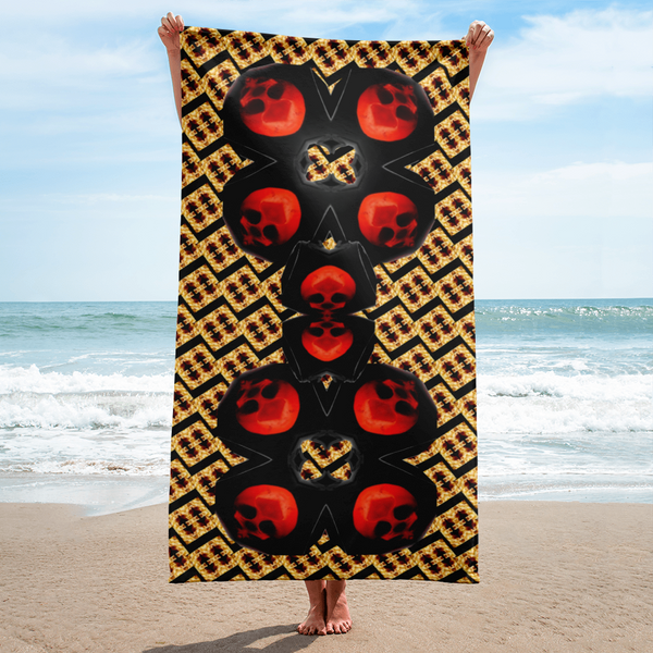 Equal Hammer X Skull,  Dark Version  Beach Towel - SkySkull Art