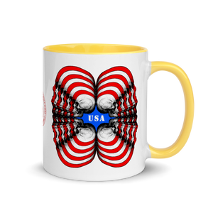 Skull World USA Flag Mug with Color 11oz - SkySkull Art