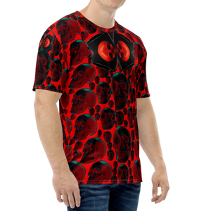 Positive Red Skull Wall 333 AOP T-shirt - SkySkull Art