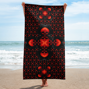 Perfect Cross Skull Shield  Beach Towel - SkySkull Art