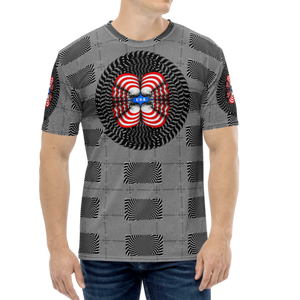 Smooth Hypnotic Skull USA Flag  AOP T-shirt - SkySkull Art