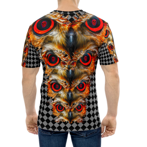 Owl Eyes See Skull Checkered Hypnotic AOP T-shirt - SkySkull Art