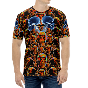 It's Almost Alive Infra Blue Skull Wall 333 AOP T-shirt - SkySkull Art