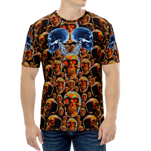 It's Almost Alive Infra Blue Skull Wall 333 AOP T-shirt - SkySkull Art