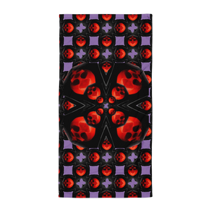 Progressive Skull X, Simple Dark Summer Fun  Beach Towel - SkySkull Art