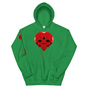 Heart Skull 737  Printed on Front, Back and Sleeve, Unisex Hoodie - SkySkull Art